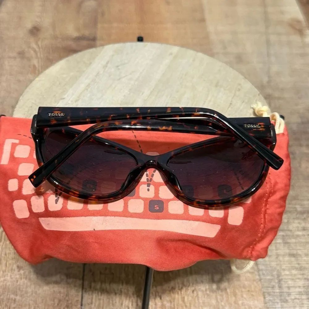 Fossil Tortoise Brown Gold Edge Fashion Designer Sunglasses